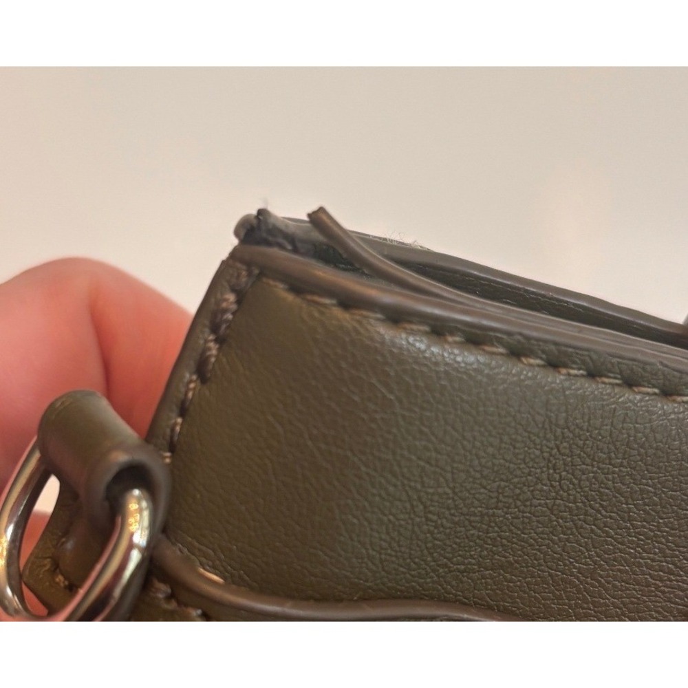 Olive Green Faux Leather Crossbody Phone Bag Small Minimalist Messenger Bag - Picture 8 of 8